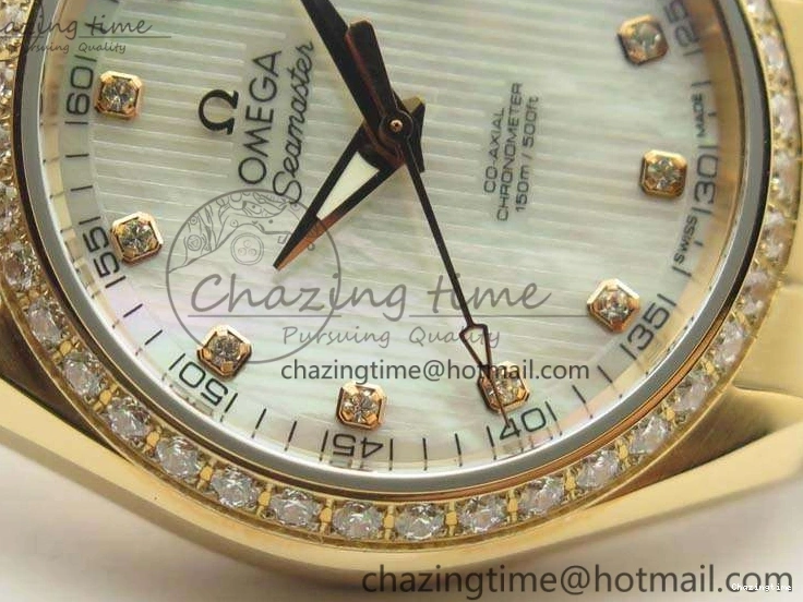 0515 Versatile Aqua Terra Ladies 35mm RG V6F Best Edition White MOP Dial Diam On RG Bracelet A 8104